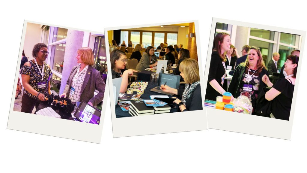 Polaroids of attendees networking at Inspirational Venue Roadshow events