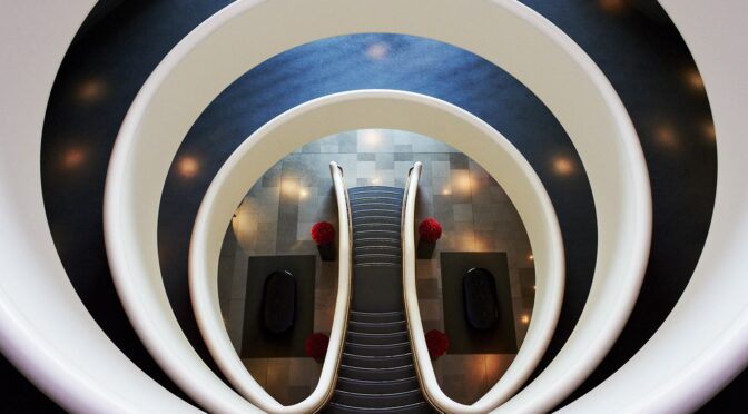 Aviator stairwell looking down from top floor